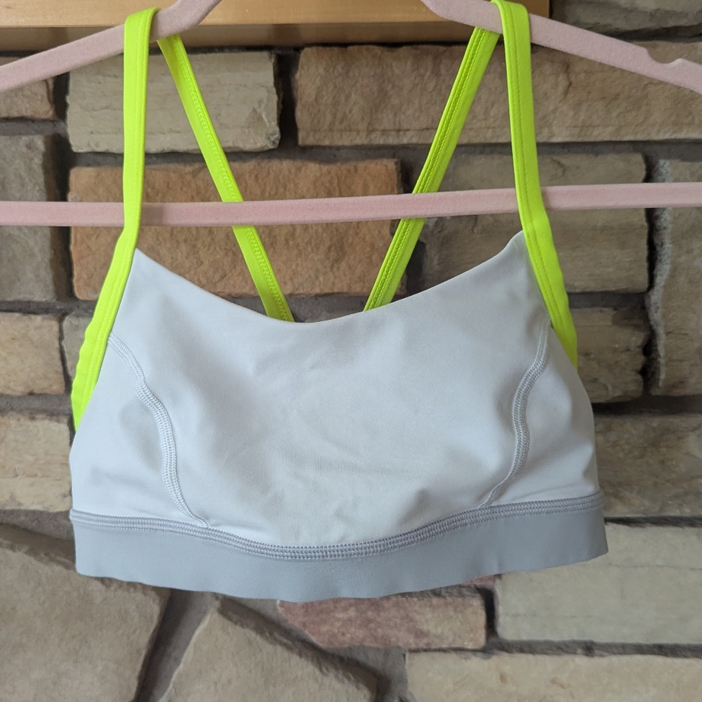 Lululemon Gray and Neon Yellow Sports Bra